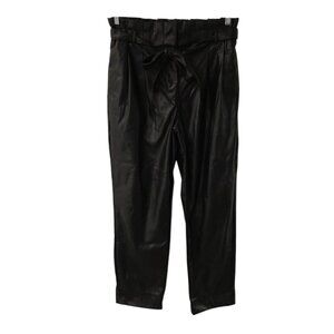 Mi Ami For Francescas Faux Leather Paperbag Pants Black Tie-Waist Large NEW